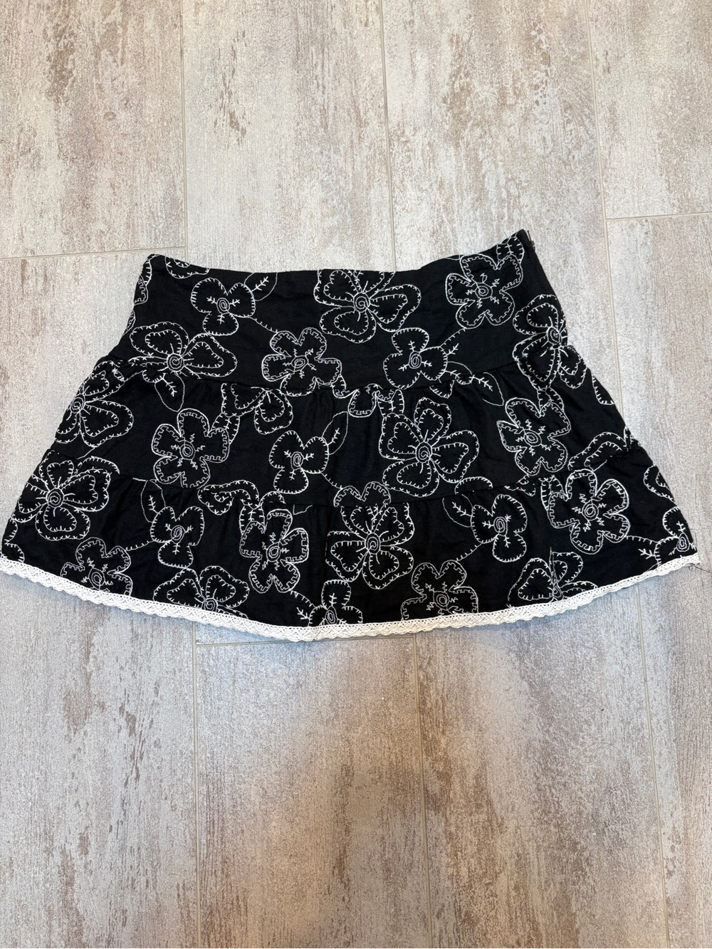Estam Embroidered Black Mini Skirt